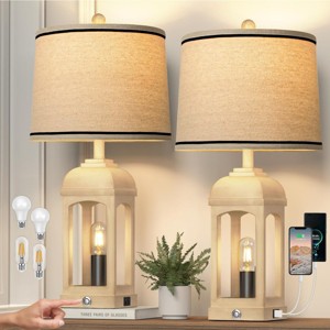 26“Table Lamp In Living Room 3 Color Set Of 2,Table Lamps Modern With USB C&A Ports And Nightlight,Modern Table Lamps Bedroom -The Pop Home - 1 of 4