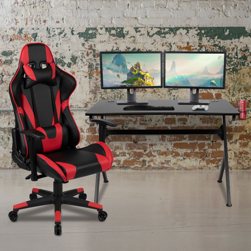 Flash Furniture Gaming Desk and Reclining Gaming Chair Set with Cup Holder, Headphone Hook & 2 Wire Management Holes, 3 of 14