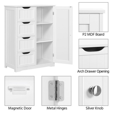 White Wooden Living Room Cabinet with Adjustable Shelving