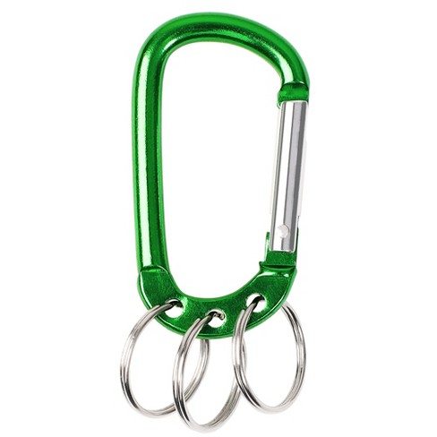 Unique Bargains Aluminum D Ring Carabiner With 3 Key Ring Green 1