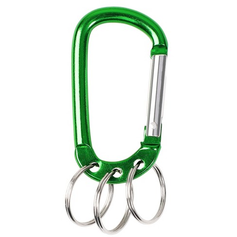 Unique Bargains Aluminum D Ring Carabiner with 3 Key Ring Green 1 Pc