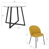 Hana + Nano 5-Piece Round Clear Glass Dining Table Set with 4 Upholstered Chairs Black Legs - Maison Boucle - 3 of 4