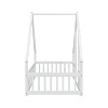 Lyngins Twin/Full Size House-Shaped Floor Bed,Wood Bed Frame with Fence&Guardrails,Montessori Floor Bed for Kid's Room,Bedroom - 4 of 4