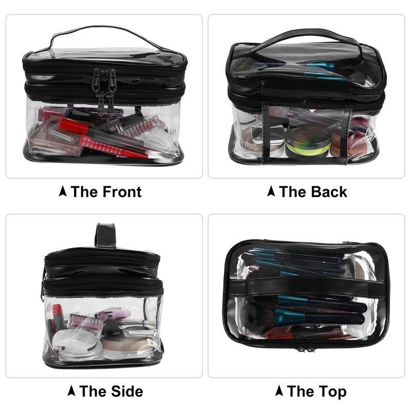 Unique Bargains Double Layer Makeup Bag Cosmetic Travel Bag Case Make Up Organizer Bag Clear Bags for Women 1pcs, 5 of 7