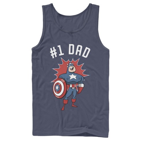 Men's Marvel #1 Dad Cartoon Captain America Tank Top - Navy Blue