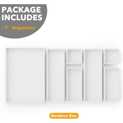 SpaceAid 7-Piece Bamboo Drawer Organizer Set – Multi-Use Divider Bins for Kitchen, Bathroom, Office, and Makeup Storage, White — фото 6
