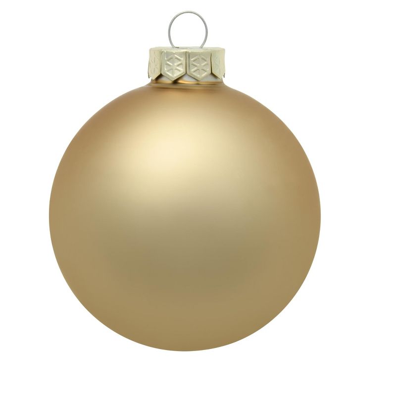 Northlight Matte Finish Glass Christmas Ball Ornaments 3.25" (80mm) - Gold - 8ct, 1 of 4
