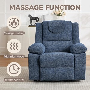 360° Swivel Rock Recliner Chairs Single Sofa with Vibration Massage and Heating for Living Room/Bedroom,Blue/Green/Gray - 1 of 4
