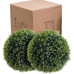 Topiary Ball 2 Pcs, Artificial Cedar Topiary Balls Garden Spheres Decorative Balls for Outdoor Patio Garden and Indoor, Wedding Decoration - 1 of 4