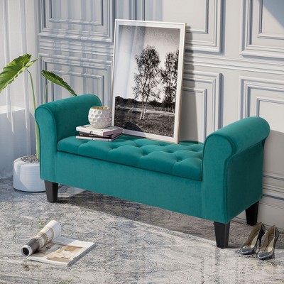 NicBex Storage Bench Button Tufted Design Upholstered Ottoman Bench with Rolled Armrests for Bedroom, Entryway