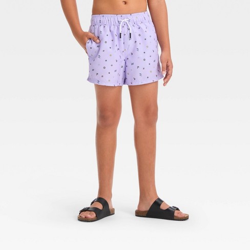 Boys' Shapes Printed Swim Shorts - Art Class™ Purple Xs : Target