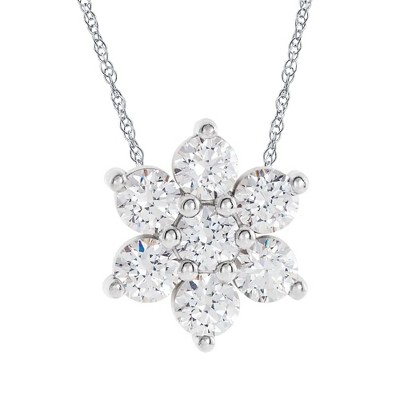 Pompeii3 1/2Ct 7-Stone Diamond Pendant 14k White Gold 18" Necklace