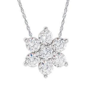 Pompeii3 1/2Ct 7-Stone Diamond Pendant 14k White Gold 18" Necklace - 1 of 4