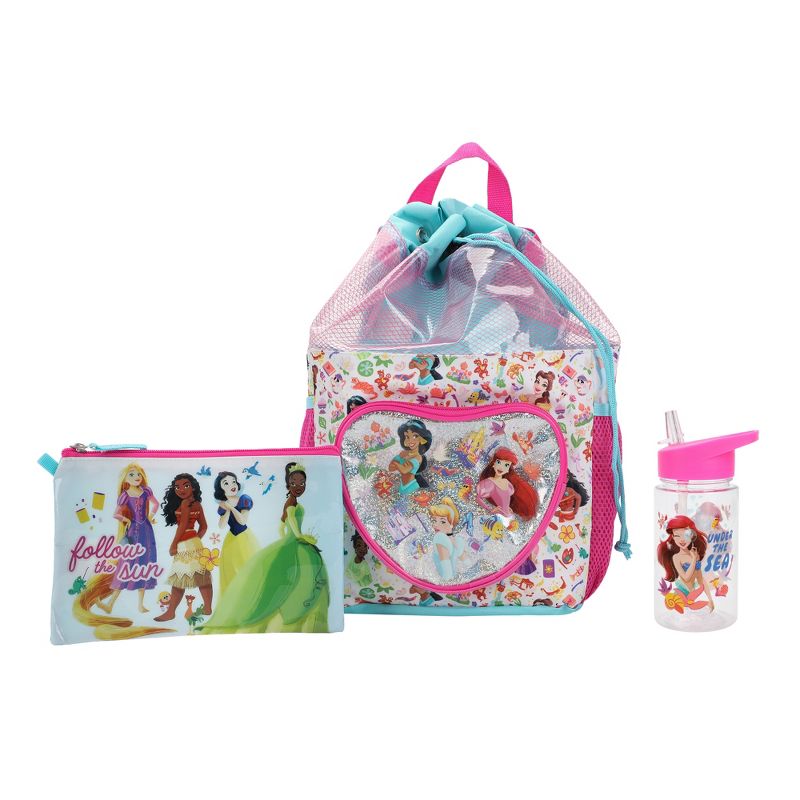 Disney Princess 3-Piece Youth Beach Backpack Set With Water Bottle, 1 of 7