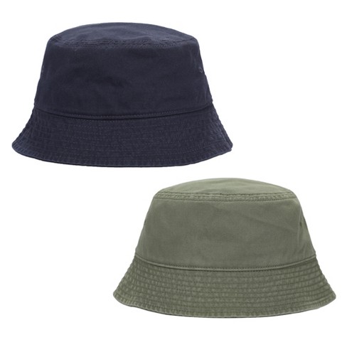 2-pack Navy & Olive Washed 100% Cotton Bucket Hat Everyday Cotton