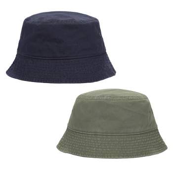 2-Pack Navy & Olive Washed 100% Cotton Bucket Hat Everyday Cotton Style Unisex Trendy Lightweight Outdoor Hot Fun Summer Beach Vacation Getaway