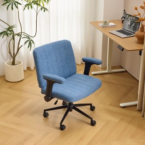Karl Home | Speckled Chenille Swivel Chair With Flip-Up Arms For Cross-Legged - 1 of 4