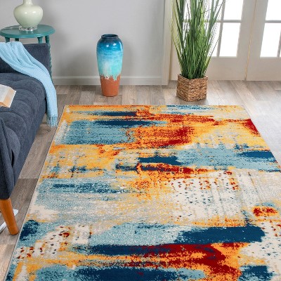 Bohemian Abstract Multi-Color 5' x 7' Washable Area Rug