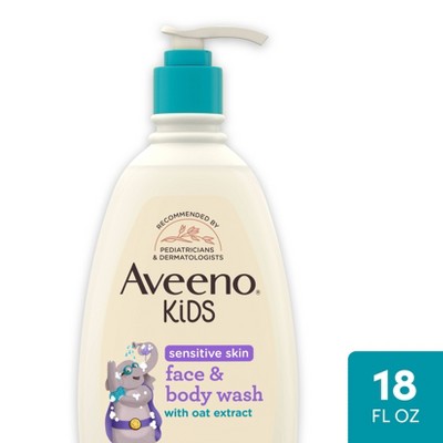 Aveeno Kids Sensitive Skin Face & Body Wash With Oat Extract, Gently Washes Without Drying - 18 fl oz