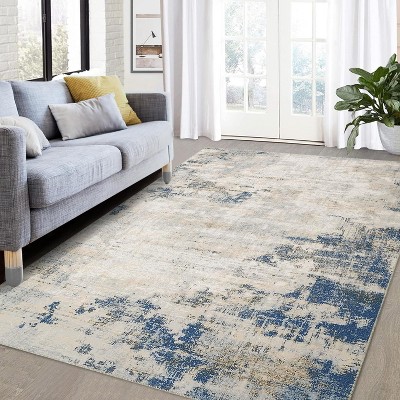 Acekool Washable Area Rug, Modern Abstract Non-Slip Stain Resistant Accent Carpet for Living Room Bedroom, Easy Care