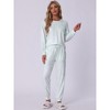 cheibear Women's Cotton Tie Dye Long Sleeve Round Neck Shirt with Drawstring Long Pants Pajama Set - 2 of 4
