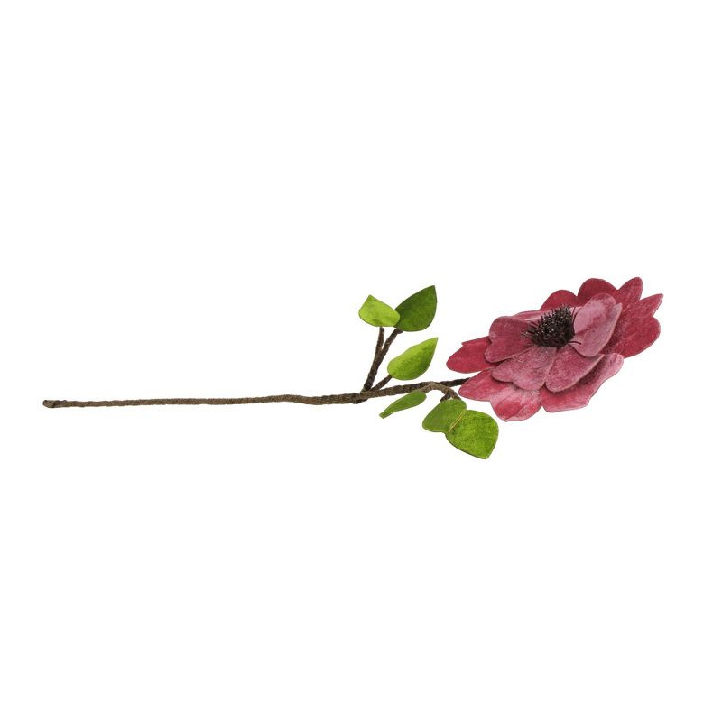Northlight 21.5" Pink Heart Flower with Stem and Leaves Christmas Pick, 3 of 4