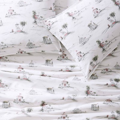King Size Gray Cotton Coastal Duvet Cover Set