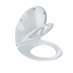 Toilet Seat, Soft Close Toilet Seat - Round PP Material, Quick-Release, Stable Hinge, Easy Clean & Install, White (Fits Round/Elongated Toilets) - 1 of 4
