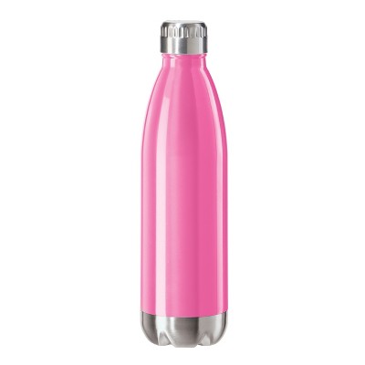 Oggi Calypso Pink Neon Finish Stainless Steel 25 Ounce Sport Bottle with Screw Top