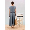 Women's Chambray Boat Neck Boxy Crop Top - Blu Pepper - 3 of 4