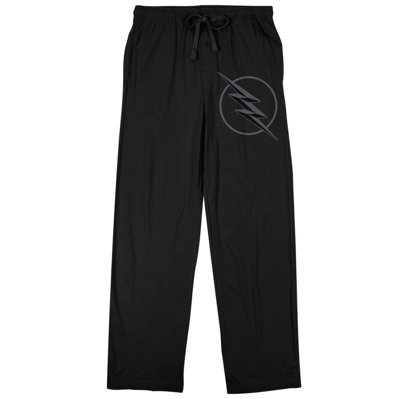 Flash Gray Superhero Logo Men's Black Sleep Pajama Pants, 1 of 2