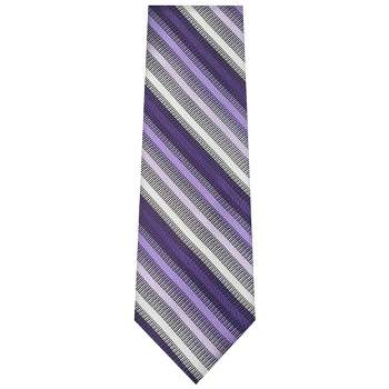 TheDapperTie Men's Purple, Black And Gray Stripes Necktie with Hanky