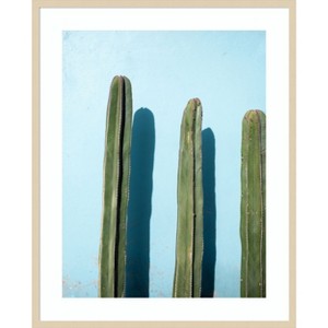 Amanti Art Oaxaca Cacti on Light Blue by Raisa Zwart Wood Framed Wall Art Print - 1 of 4