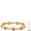 Steeltime 24" 18k gold plated brass simulated red white diamonds bracelet - 3 of 4