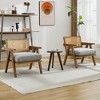 Mid-Century Farmhouse Accent Chair - Wood Armchair with Rattan Backrest & Linen Cushion for Living Room, Bedroom - Easy Assembly - 4 of 4