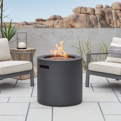 Hephaestus 24" Black Steel Round Propane Fire Pit Table