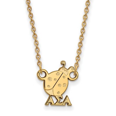 Black Bow Jewelry 14k Yellow Gold Plated Sterling Silver Alpha Sigma Alpha Greek Life Necklace 18 Inch