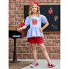 Sequin Apple Puff Sleeve Top & Red Short Set Mia Belle Girls - 2 of 4