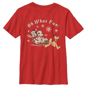 Boy's Mickey & Friends Oh What Fun Sled T-Shirt - 1 of 4