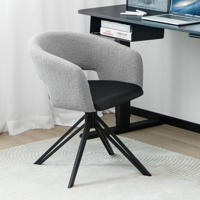 Costway Modern Swivel Accent Chair Armchair w/ Covered Back PU Seat & Steel Legs, 2 of 10