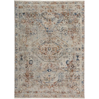 Kaia Transitional Medallion Tan/Orange/Red Area Rug
