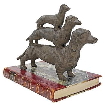 Design Toscano Stacked Hot Dogs Dachshund Cast Iron Statue