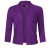 Women s 3/4 Sleeve Cropped Cardigan Sweaters Open Front Knit Short Bolero Shrugs Purple 4XL - 2 of 4