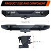 TruAIR Full Width Rock Crawler Rear Bumper for 2007-2025 Jeep Wrangler JK/JL & Gladiator JT ¨C w/ 2 LED Lights & D-Rings (Black, JL Style) - 3 of 4