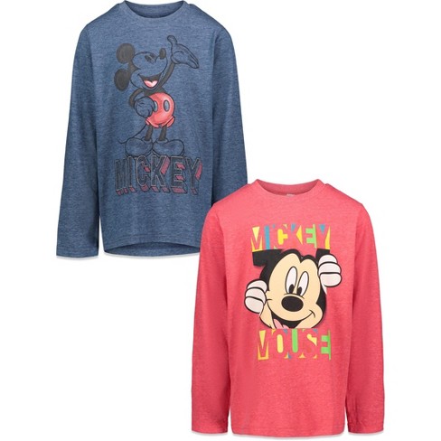 New Disney Mickey Mouse and Friends Tee T Shirt Boy Toddler Red Long Sleeve 