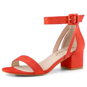 Allegra K Women's Open Toe Adjustable Ankle Strap Block Low Heel Sandals - 1 of 4