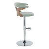 LumiSource Set of 2 Gardenia Adjustable Barstools Chrome Metal/White Washed Wood/Seafoam Green - 3 of 4