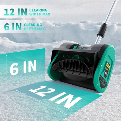 Garvee 12 Inch Cordless Snow Blower for Driveway, Sidewalk, Walkway, Green