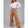 Coolmee Women's Wide Leg Work Pants Straight Elastic High Waisted Double Button Trousers Business Casual Pants with Pockets - 3 of 4