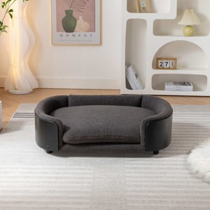 Pet Sofa,Luxury Dog Beds With Solid Wood Legs And Bent Wood Back,Dog Couch Bed,Affordable Dog Kennel,Unique Dog Beds-Cuddlewood - 1 of 4